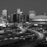 New Orleans Night Skyline in Black & White