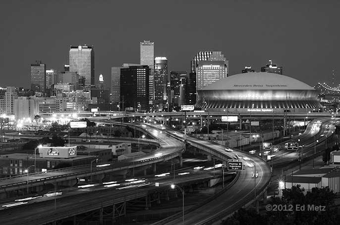 Photo: New Orleans Night Skyline; copyright 2012 Ed Metz